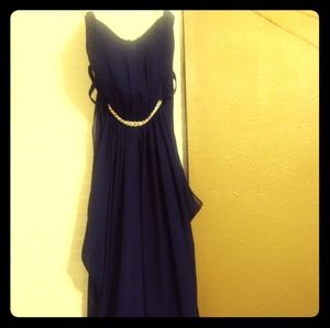 Marine long chiffon strapless dress